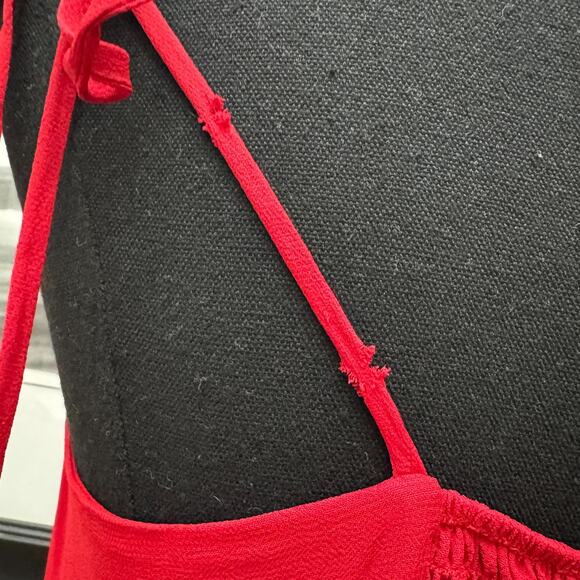 NWT Reformation Pisa Red Crepe Maxi Strap Open Back Dress Size 14 - Picture 6 of 11